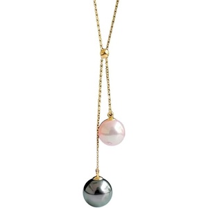image:imageNONNYL Real Pearl Pendant Necklace for Women with Genuine AAAA Quality White Akoya 89mm and Black Tahitian Cultured Pearls Platinum Gold Plated 925 Sterling Silver Fine Jewelry Gift for Her