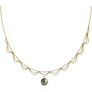 image:imageNONNYL Real Pearl Pendant Necklaces for Women With Genuine AAA Quality 9mm Black Tahitian Cultured Pearls  Platinum Gold Plated 18K Necklace Fine Jewelry Gifts