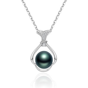 image:imageNONNYL Real Pearl Pendant Necklaces for Women with Genuine AAA Quality 107mm Black Tahitian Cultured Pearls  Platinum Gold Plated 925 Sterling Silver Necklace Fine Jewelry Gifts