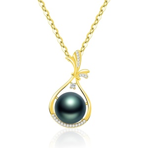 image:imageNONNYL Real Pearl Pendant Necklaces for Women with Genuine AAA Quality 11mm Black Tahitian Cultured Pearls  Platinum Gold Plated 925 Sterling Silver Necklace Fine Jewelry Gifts