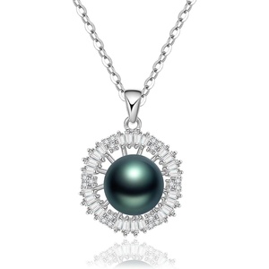 image:imageNONNYL Real Tahitian Black Pearl Pendant Necklaces for Women amp 108mm Round 18K Gold Plated 925 Sterling Silver  Fine Jewelry Gifts for Women Wife Mom Daughter