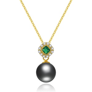 image:imageNONNYL Real Tahitian Black Pearl Pendant Necklaces for Women amp 910mm Round 18K Gold Plated 925 Sterling Silver  Fine Jewelry Gifts for Women Wife Mom Daughter