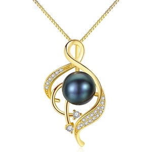image:imageNONNYL Real Tahitian Cultured Black Pearl Pendant Necklace  Pearl Necklaces for Womens 910mm Round Black Pearls Sterling Silver 18 inch Chain  Fine Jewelry Gifts for Women Wife Girlfriend Mother