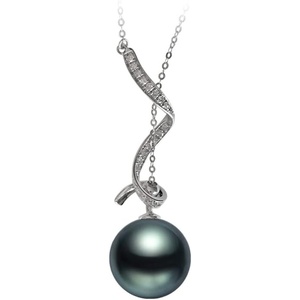 image:imageNONNYL Tahitian Black Pearl Necklace for Women Pearls Pendant Necklace 1011mm Round Black Pearl Sterling Silver Pendant 18 inch Chain  Jewelry Gifts for Women Wife Mom Grandma Daughter