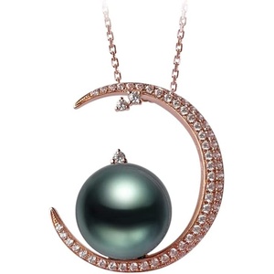 image:imageNONNYL Tahitian Black Pearl Necklace for Women Pearls Pendant Necklace 1112mm Round Pearl Sterling Silver Pendant 18 inch Chain  Jewelry Gifts for Women Wife Mom Grandma Daughter