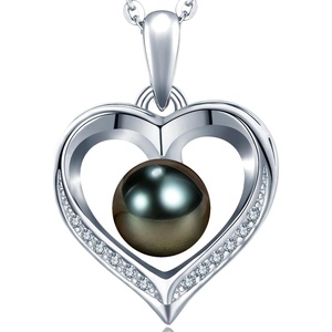image:imageNONNYL Tahitian Black Pearl Necklace for Women Valentines Day Gifts for Women Her Wife 925 Sterling Silver Pearl Jewelry Anniversary Birthday Mothers Day Christmas Gift for Women Mom amp Grandma