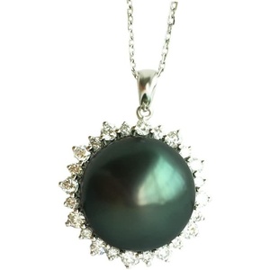 image:imageNONNYL Tahitian Black Pearl Pendant Necklace for Women 1112mm Real South Sea Pearls Round 925 Sterling Silver Plated 18K Gold Christmas Jewelry Gifts for Women Wife Girlfriend Mom Daughter Her