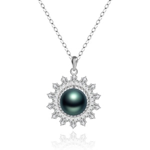 image:imageNONNYL Tahitian Black Pearl Pendant Necklaces for Women with Genuine AAAA Quality 910mm Real Cultured Pearls  Platinum Gold Plated 925 Sterling Silver Necklace Fine Jewelry Gifts