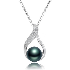 image:imageNONNYL Tahitian Black Pearls Authentic South Sea Pearl Pendant Necklace 10mm Round 18K Gold Plated 925 Sterling Silver  Fine Jewelry Gifts for Women Wife Mom Daughter
