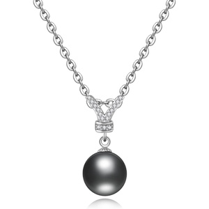 image:imageNONNYL Tahitian Black Pearls Authentic South Sea Pearl Pendant Necklace 910mm Round 18K Gold Plated 925 Sterling Silver  Fine Jewelry Gifts for Women Wife Mom Daughter