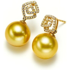 image:imageNONNYL Wife Jewelry 18K Gold Earrings  Genuine South Sea Golden Pearl Jewelry Earrings for Women Birthday Jewelry for Girlfriend Valentines Day for Wife NO1262