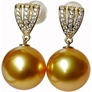 image:imageNONNYL Wife Jewelry 18K Gold Earrings  Genuine South Sea Golden Pearl Jewelry Earrings for Women Birthday Jewelry for Girlfriend Valentines Day for Wife NO1143