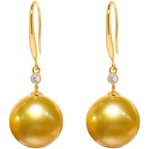 image:imageNONNYL Wife Jewelry 18K Gold Earrings  Genuine South Sea Golden Pearl Jewelry Earrings for Women Birthday Jewelry for Girlfriend Valentines Day for Wife NO1140