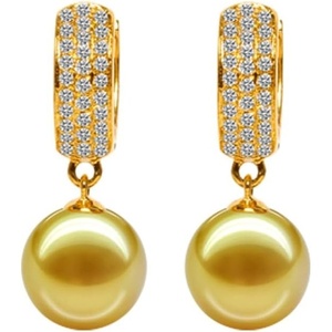 image:imageNONNYL Wife Jewelry 18K Gold Earrings  Genuine South Sea Golden Pearl Jewelry Earrings for Women Birthday Jewelry for Girlfriend Valentines Day for Wife NO1270