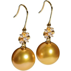 image:imageNONNYL Wife Jewelry 18K Gold Earrings  Genuine South Sea Golden Pearl Jewelry Earrings for Women Birthday Jewelry for Girlfriend Valentines Day for Wife NO1181