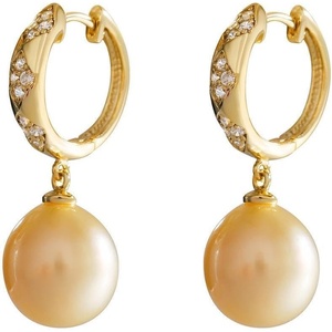 image:imageNONNYL Wife Jewelry 18K Gold Earrings  Genuine South Sea Golden Pearl Jewelry Earrings for Women Birthday Jewelry for Girlfriend Valentines Day for Wife NO1167