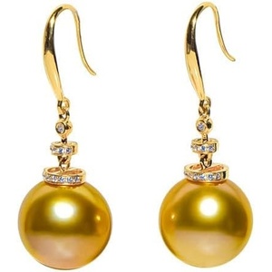 image:imageNONNYL Wife Jewelry 18K Gold Earrings  Genuine South Sea Golden Pearl Jewelry Earrings for Women Birthday Jewelry for Girlfriend Valentines Day for Wife NO1258