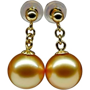 image:imageNONNYL Wife Jewelry 18K Gold Earrings  Genuine South Sea Golden Pearl Jewelry Earrings for Women Birthday Jewelry for Girlfriend Valentines Day for Wife NO1148