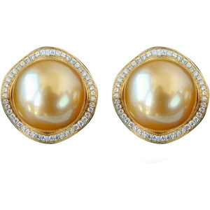 image:imageNONNYL Wife Jewelry 18K Gold Earrings  Genuine South Sea Golden Pearl Jewelry Earrings for Women Birthday Jewelry for Girlfriend Valentines Day for Wife NO1161