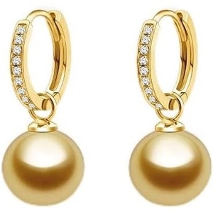 image:imageNONNYL Wife Jewelry 18K Gold Earrings  Genuine South Sea Golden Pearl Jewelry Earrings for Women Birthday Jewelry for Girlfriend Valentines Day for Wife NO1272
