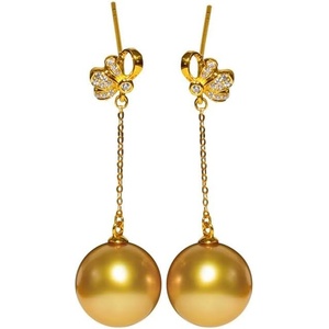 image:imageNONNYL Wife Jewelry 18K Gold Earrings  Genuine South Sea Golden Pearl Jewelry Earrings for Women Birthday Jewelry for Girlfriend Valentines Day for Wife NO1254