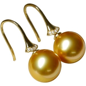 image:imageNONNYL Wife Jewelry 18K Gold Earrings  Genuine South Sea Golden Pearl Jewelry Earrings for Women Birthday Jewelry for Girlfriend Valentines Day for Wife NO1153