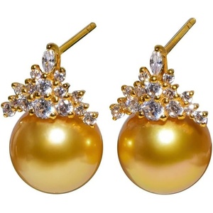 image:imageNONNYL Wife Jewelry 18K Gold Earrings  Genuine South Sea Golden Pearl Jewelry Earrings for Women Birthday Jewelry for Girlfriend Valentines Day for Wife NO1172