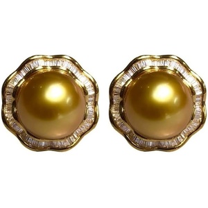 image:imageNONNYL Wife Jewelry 18K Gold Earrings  Genuine South Sea Golden Pearl Jewelry Earrings for Women Birthday Jewelry for Girlfriend Valentines Day for Wife NO1146