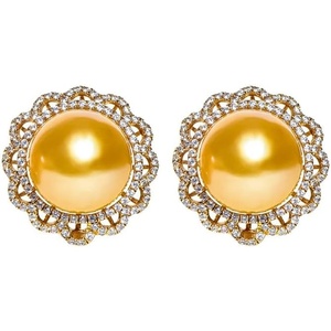 image:imageNONNYL Wife Jewelry 18K Gold Earrings  Genuine South Sea Golden Pearl Jewelry Earrings for Women Birthday Jewelry for Girlfriend Valentines Day for Wife NO1177