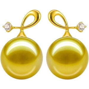 image:imageNONNYL Wife Jewelry 18K Gold Earrings  Genuine South Sea Golden Pearl Jewelry Earrings for Women Birthday Jewelry for Girlfriend Valentines Day for Wife NO1255