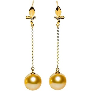 image:imageNONNYL Wife Jewelry 18K Gold Earrings  Genuine South Sea Golden Pearl Jewelry Earrings for Women Birthday Jewelry for Girlfriend Valentines Day for Wife NO1176