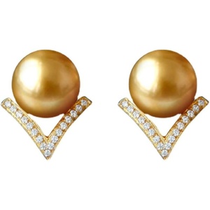 image:imageNONNYL Wife Jewelry 18K Gold Earrings  Genuine South Sea Golden Pearl Jewelry Earrings for Women Birthday Jewelry for Girlfriend Valentines Day for Wife NO1132