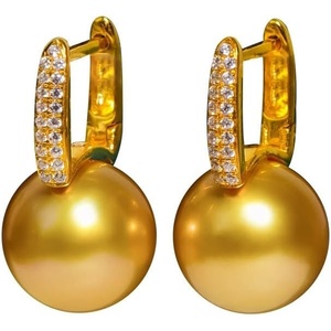 image:imageNONNYL Wife Jewelry 18K Gold Earrings  Genuine South Sea Golden Pearl Jewelry Earrings for Women Birthday Jewelry for Girlfriend Valentines Day for Wife NO1179