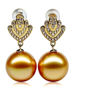 image:imageNONNYL Wife Jewelry 18K Gold Earrings  Genuine South Sea Golden Pearl Jewelry Earrings for Women Birthday Jewelry for Girlfriend Valentines Day for Wife NO1138