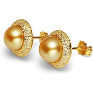 image:imageNONNYL Wife Jewelry 18K Gold Earrings  Genuine South Sea Golden Pearl Jewelry Earrings for Women Birthday Jewelry for Girlfriend Valentines Day for Wife NO1137