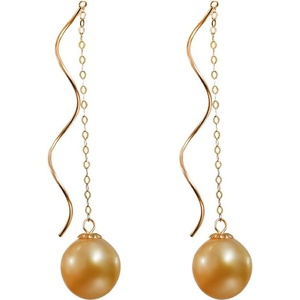 image:imageNONNYL Wife Jewelry 18K Gold Earrings  Genuine South Sea Golden Pearl Jewelry Earrings for Women Birthday Jewelry for Girlfriend Valentines Day for Wife NO1162