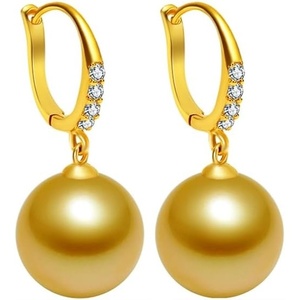 image:imageNONNYL Wife Jewelry 18K Gold Earrings  Genuine South Sea Golden Pearl Jewelry Earrings for Women Birthday Jewelry for Girlfriend Valentines Day for Wife NO1159