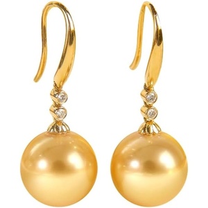 image:imageNONNYL Wife Jewelry 18K Gold Earrings  Genuine South Sea Golden Pearl Jewelry Earrings for Women Birthday Jewelry for Girlfriend Valentines Day for Wife NO1160