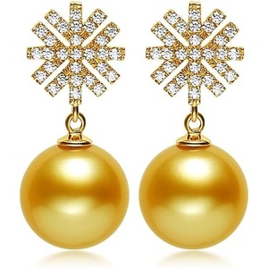 image:imageNONNYL Wife Jewelry 18K Gold Earrings  Genuine South Sea Golden Pearl Jewelry Earrings for Women Birthday Jewelry for Girlfriend Valentines Day for Wife NO1147