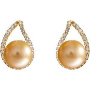 image:imageNONNYL Wife Jewelry 18K Gold Earrings  Genuine South Sea Golden Pearl Jewelry Earrings for Women Birthday Jewelry for Girlfriend Valentines Day for Wife NO1170