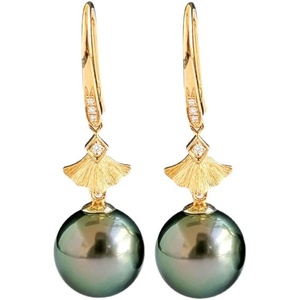 image:imageNonnyl Real Pearl Earrings for Women With Genuine 1011mm AAAA Quality Grey Tahitian Cultured Pearls Earring  925 Sterling Silver Plated 18K Gold Pearl Gifts for Women Her Grandma Wife