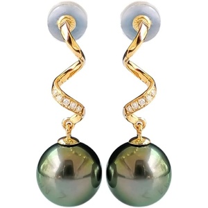 image:imageNonnyl Real Pearl Earrings for Women With Genuine 10mm AAAA Quality Grey Tahitian Cultured Pearls Earring  925 Sterling Silver Plated 18K Gold Pearl Gifts for Women Her Grandma Wife