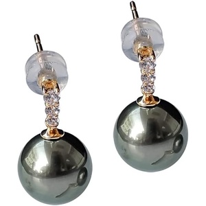 image:imageNonnyl Real Pearl Earrings for Women with Genuine AAAA Quality Black Tahitian Cultured Pearls Earring  925 Sterling Silver Plated Platinum Gold Earrings  Nonnyl