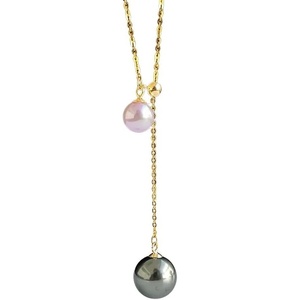 image:imageNonnyl Real Pearl Pendant Necklaces for Women with Genuine AAA Quality Akoya 78mm and 910mm Black Tahitian Cultured Pearls  Platinum Gold Plated 925 Sterling Silver Necklace Fine Jewelry Gifts for Her