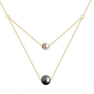 image:imageNonnyl Real Pearl Pendant Necklaces for Women with Genuine AAA Quality Akoya 8mm and 910mm Black Tahitian Cultured Pearls  Platinum Gold Plated 925 Sterling Silver Necklace Fine Jewelry Gifts for Her