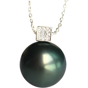 image:imageNonnyl Tahitian Black Pearl Pendant Necklace for Women 1011mm Real South Sea Pearls Round Black Pearl Pendant 925 Sterling Silver Plated 18K Gold  Sterling Silver 18 inch Chain  Christmas Jewelry Gifts for Women Wife Girlfriend Mom Daughter Her
