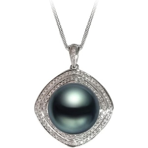 image:imageReal Black Pearl Pendant Necklace for Women with Genuine AAAA Quality Round Black Tahitian Cultured Pearls Necklaces  925 Sterling Silver Plated Platinum Gold Necklace Gifts for Women Wife Mom Her  Nonnyl