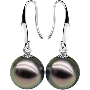 image:imageReal Pearl Earrings for Women with Genuine AAAA Quality Black Tahitian Cultured Pearls Earring  925 Sterling Silver Plated Platinum Gold Earrings  Nonnyl
