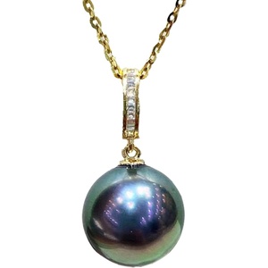image:imageTahitian Black Pearl Necklaces for Women Fine Jewellery Round AAAA 1011mm Pearls platinum Gold Plated Pearl Pendant Necklace Gift for Women Her Grandma Wife