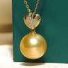 image:imageNONNYL Genuine South Sea Pearl Heart Necklace Saltwater Golden Pearl And 18K Gold Pearl Pendant Necklace Golden Pearl Gifts for Women Mom Grandma Wife Her